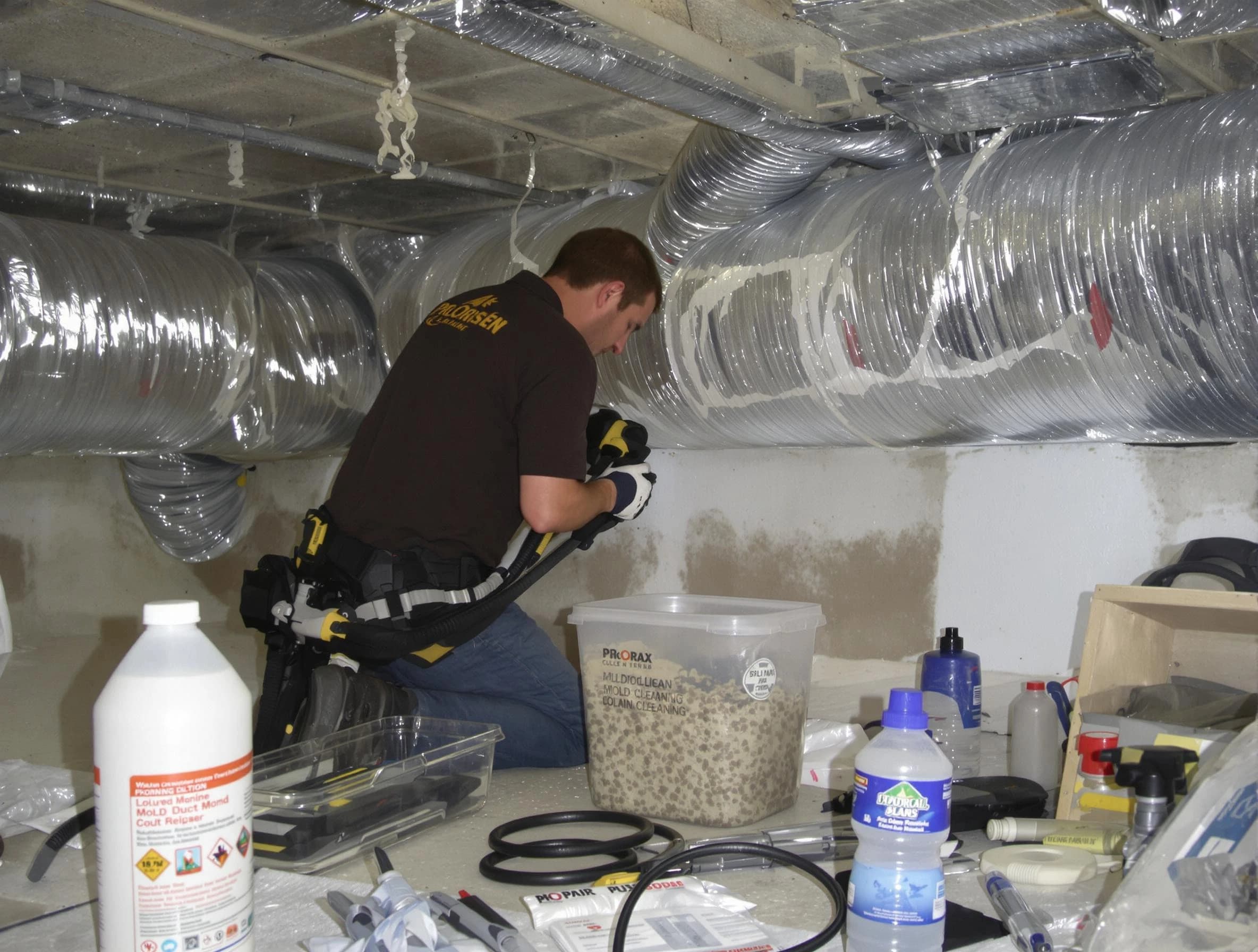 West Jordan Air Duct Cleaning specialist performing professional mold removal from air ducts in West Jordan