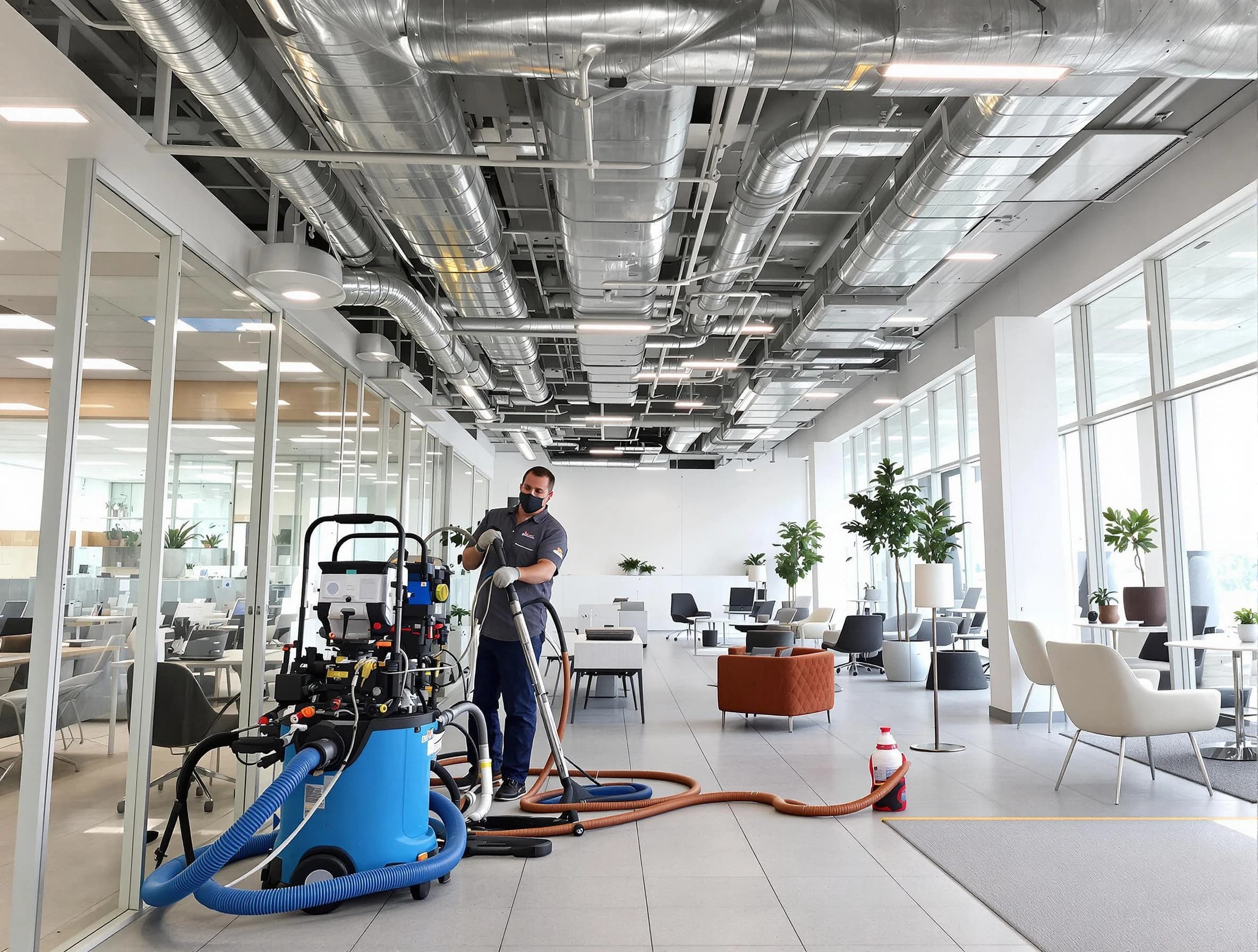 West Jordan Air Duct Cleaning team conducting comprehensive commercial duct cleaning at a business location in West Jordan