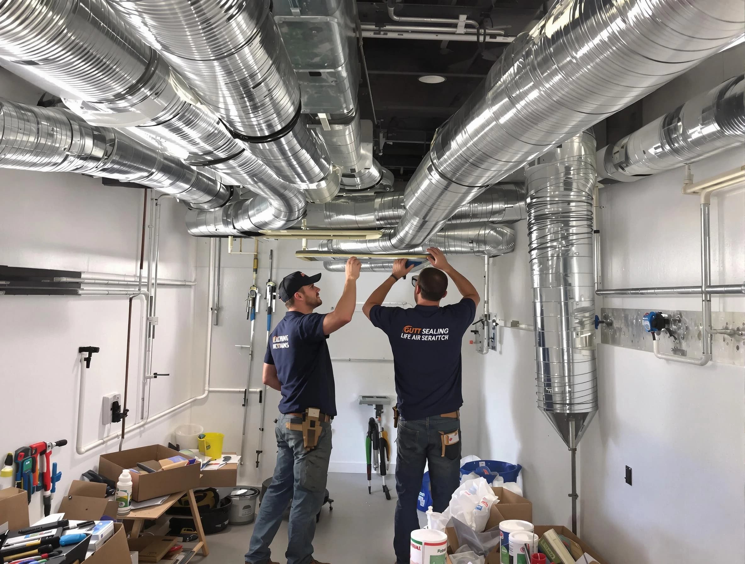 West Jordan Air Duct Cleaning technician applying professional duct sealing solutions in West Jordan