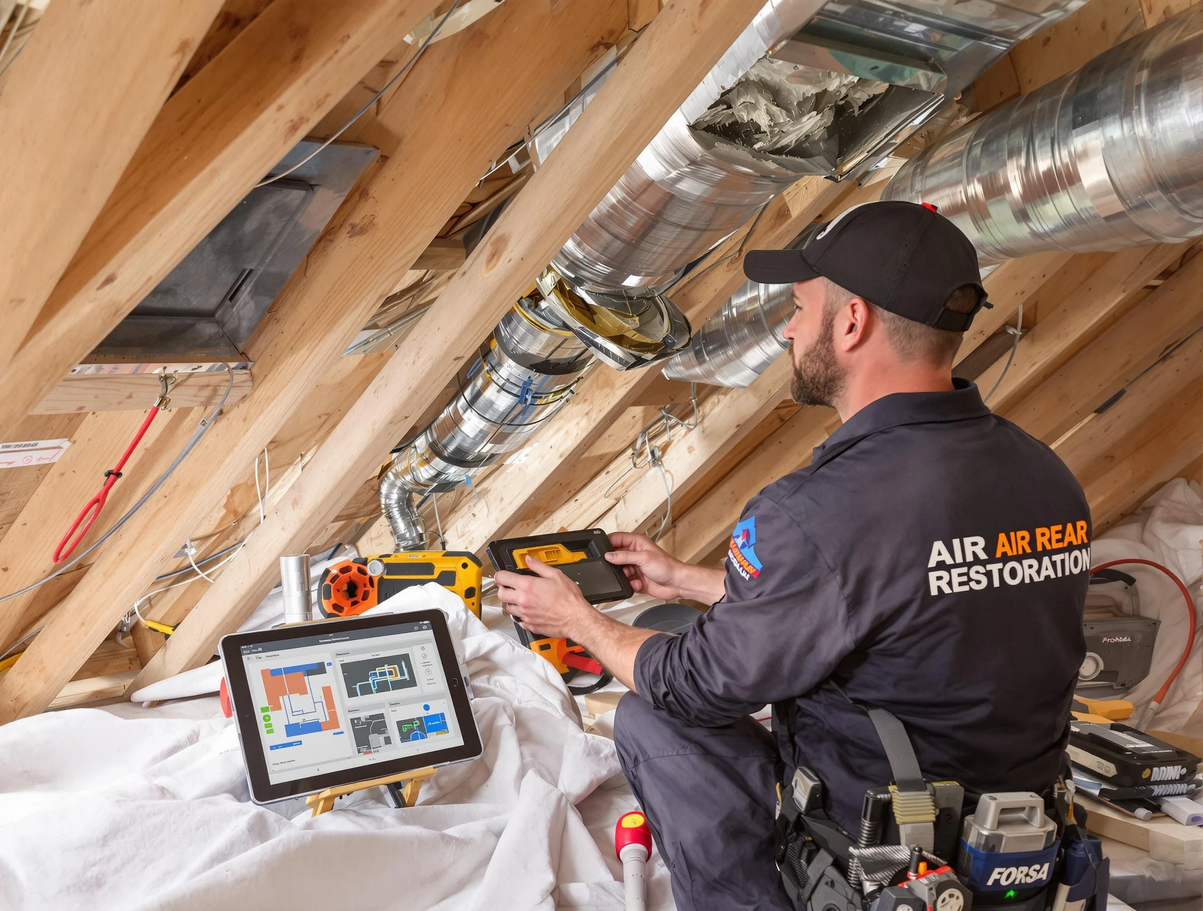 West Jordan Air Duct Cleaning technician performing precise duct repair work in West Jordan