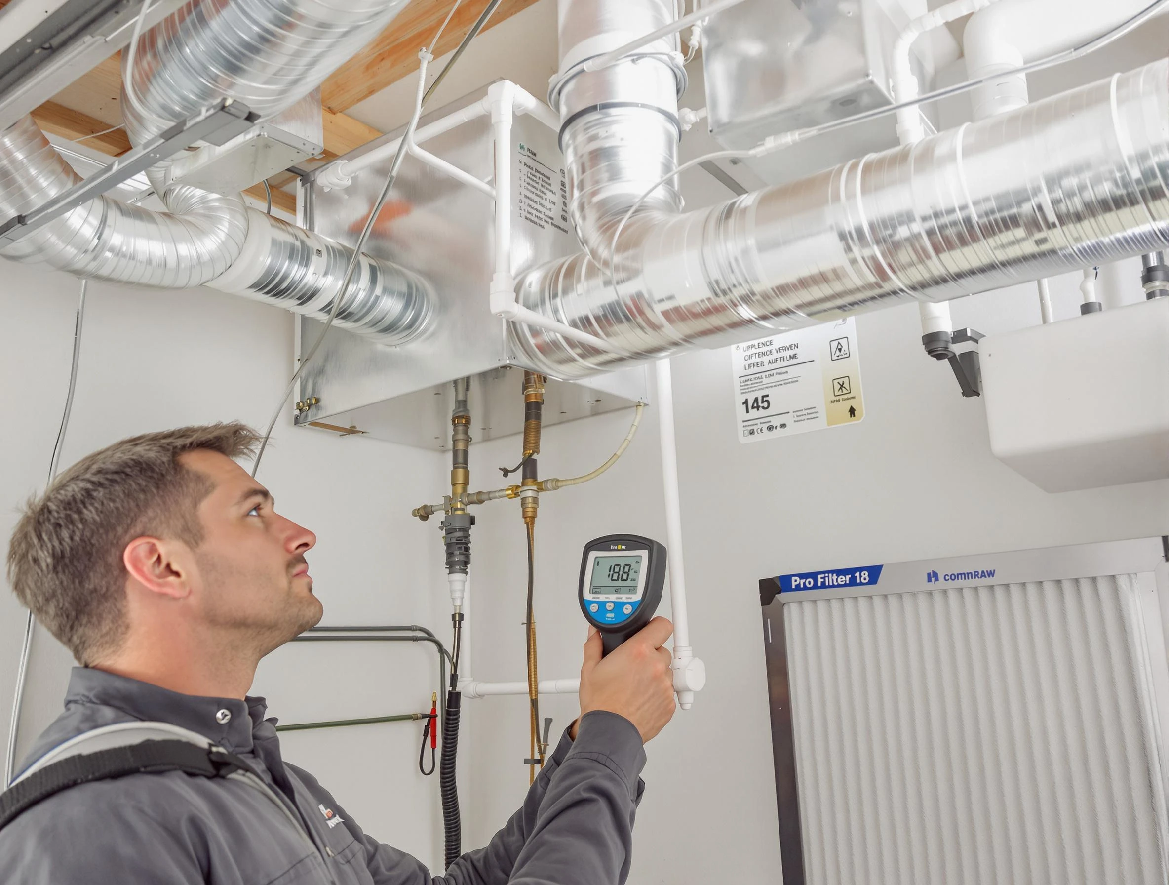 West Jordan Air Duct Cleaning expert conducting detailed filter system inspection using diagnostic tools in West Jordan