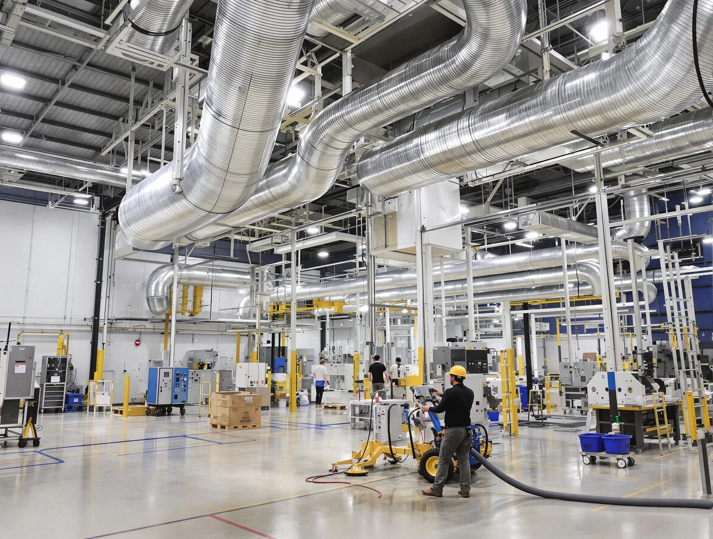 West Jordan Air Duct Cleaning team performing comprehensive industrial duct cleaning at a large facility in West Jordan